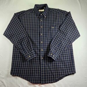 Vtg CC Filson Wool Shirt Mens L Plaid Check Virgin Wool Long Sleeve Button Down